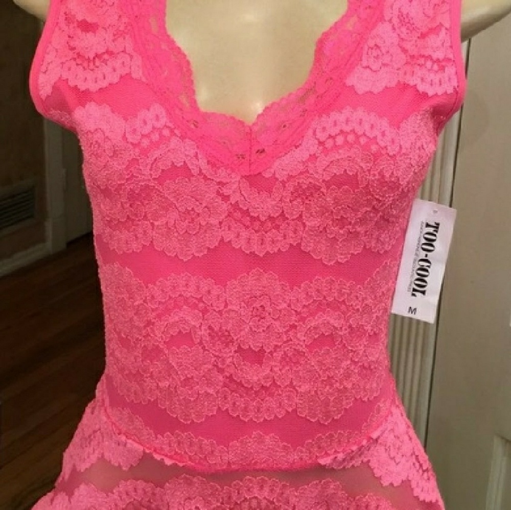Hot pink shirt with lace design! Super sexy